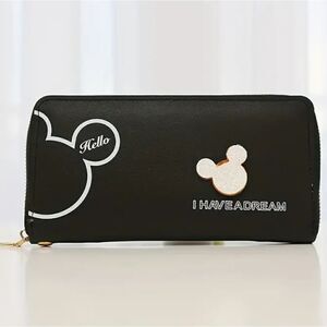 Minnie Mickey Mouse Wristlet Clutch  Convertible Long Wallet White Black